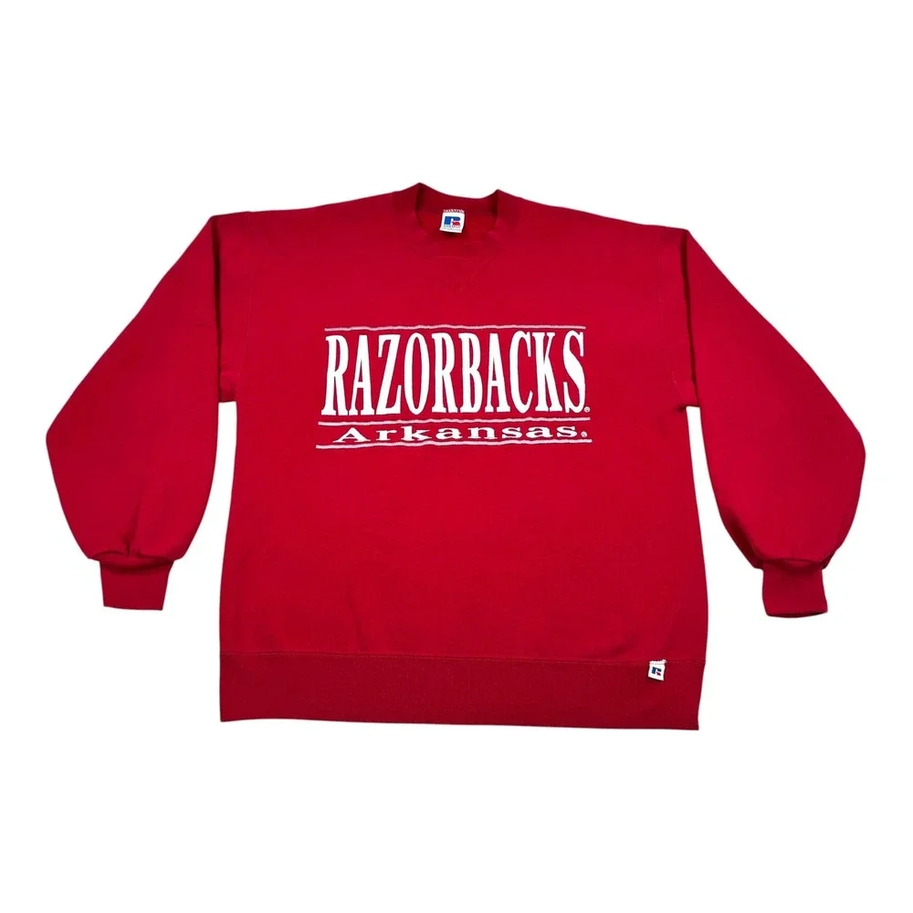 Vintage Arkansas Razorbacks Sweater Mens Large Red NCAA College Football 90s